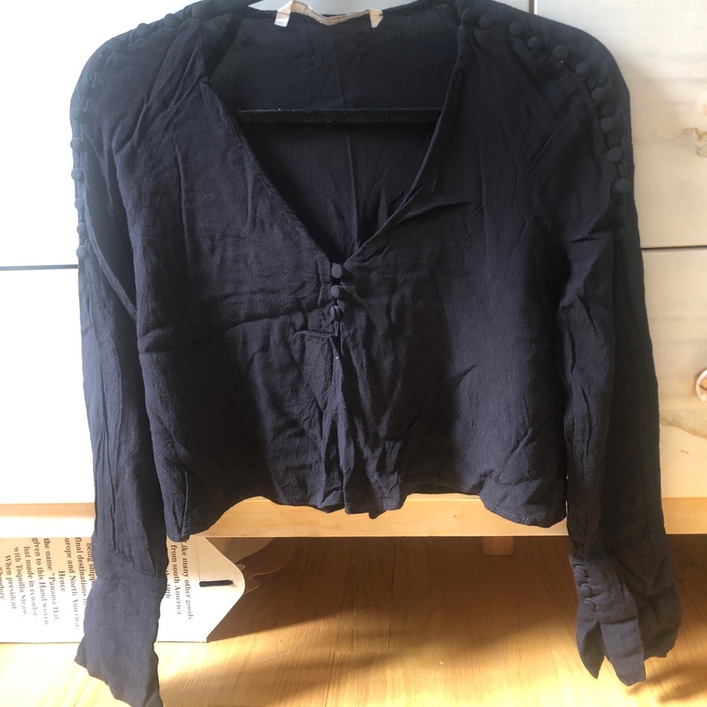 Zara navy crop top